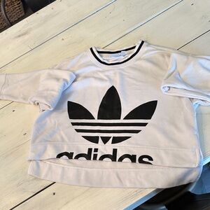 Adidas women’s White and Black Trefoil cropped Sweatshirt